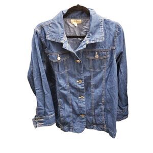 Turtle Bay Sz L Blue Solid Long Sleeve Denim Jacket